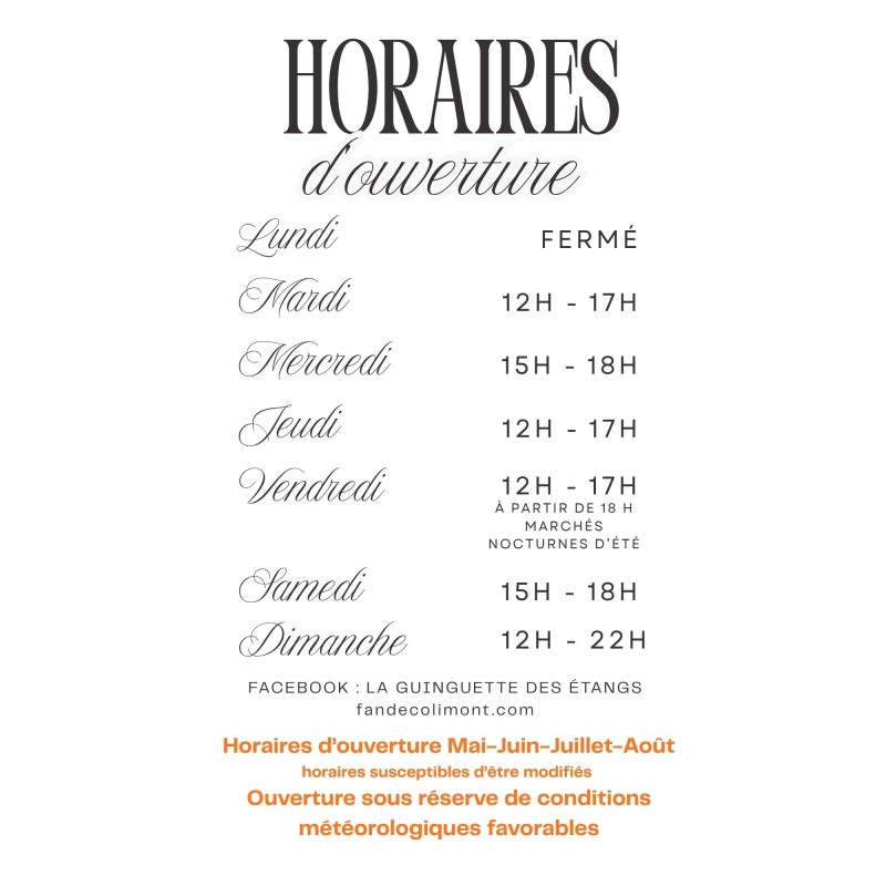 horaires Guinguette